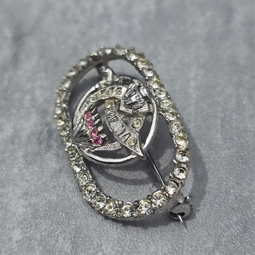 Vintage ORA LOS OF NA Rhinestone Fraternal Membership Pin Brooch